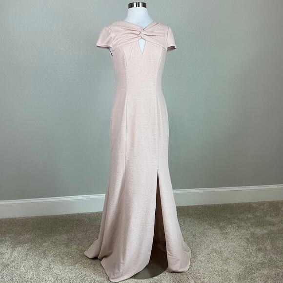 Adrianna Papell Women's Formal Dress Size 8 Pink Metallic A-Line Evening Gown - Picture 2 of 10